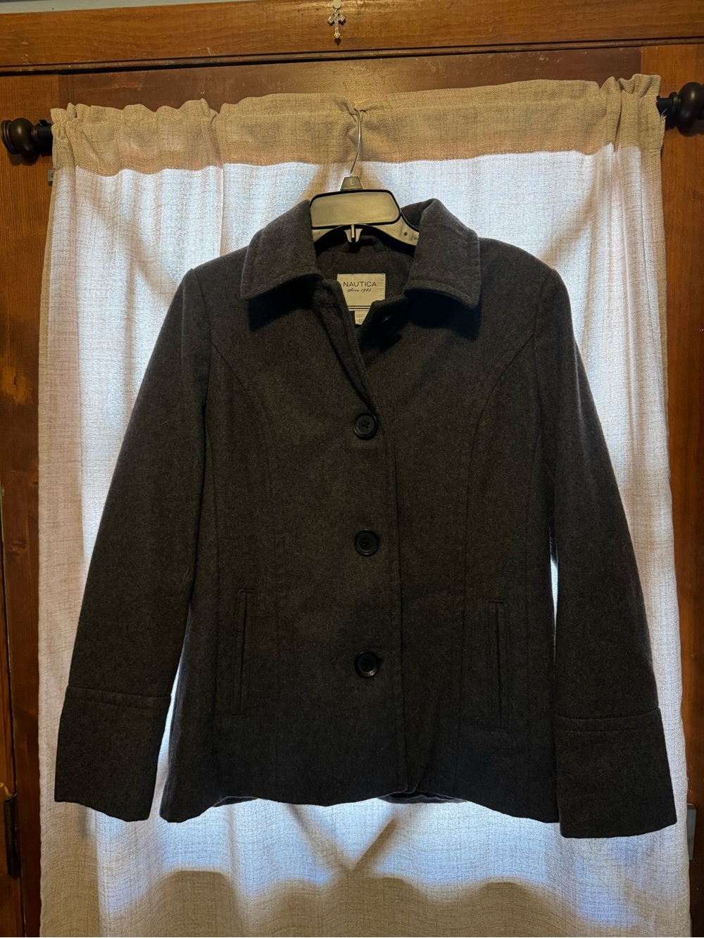 Nautica Women's Dark Charcoal Button-Front Pea Coat